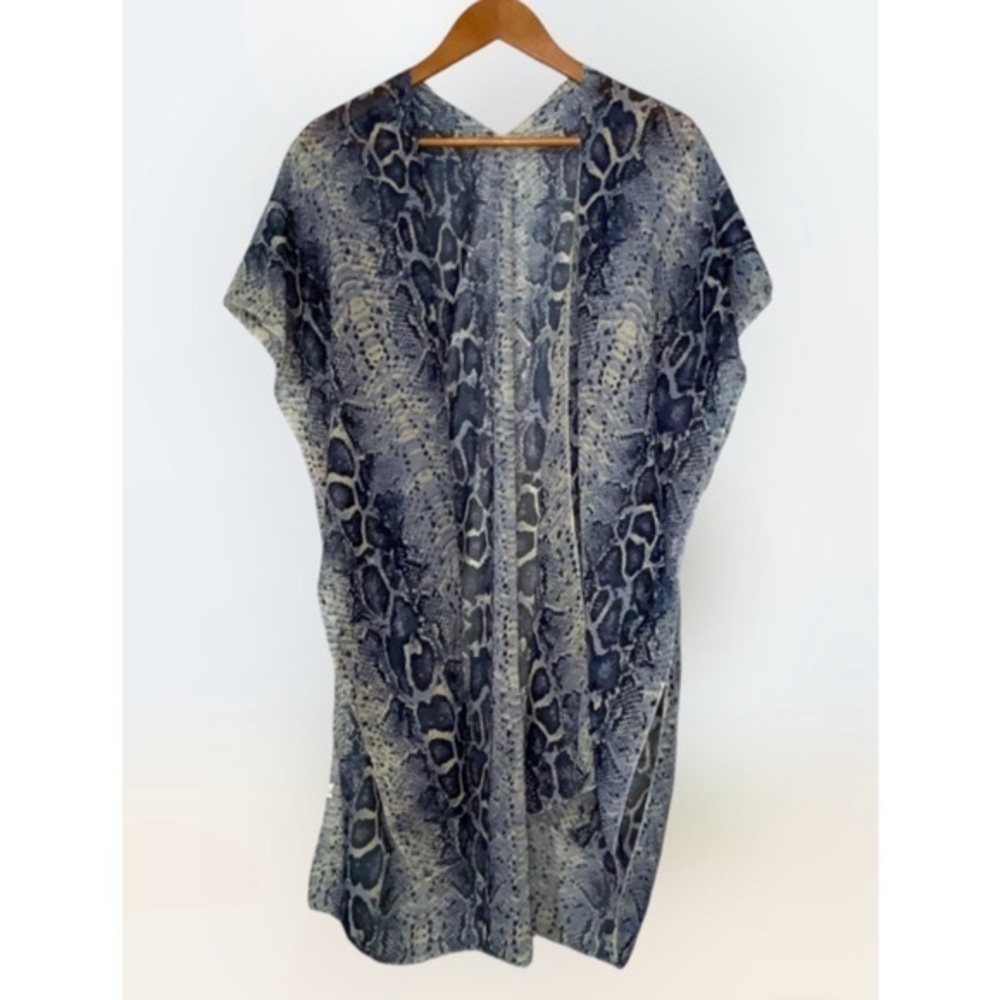 Blue & Gray Snakeskin Print Swim Cover One Size